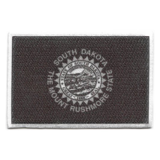 South Dakota Patch State Flag Grayscale Embroidered Iron On 
