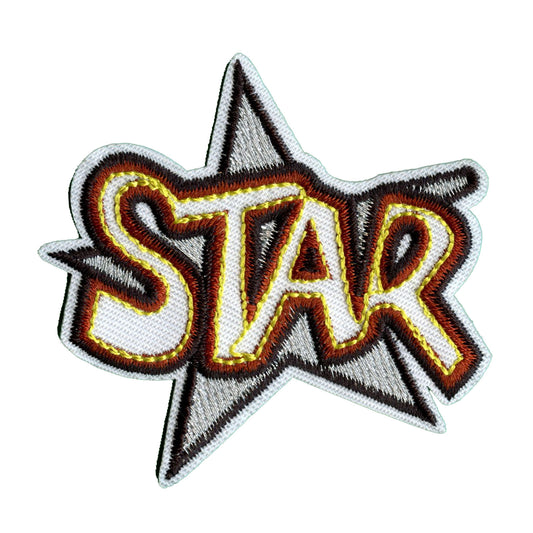 Metallic "STAR" Script Embroidered Iron On Patch 