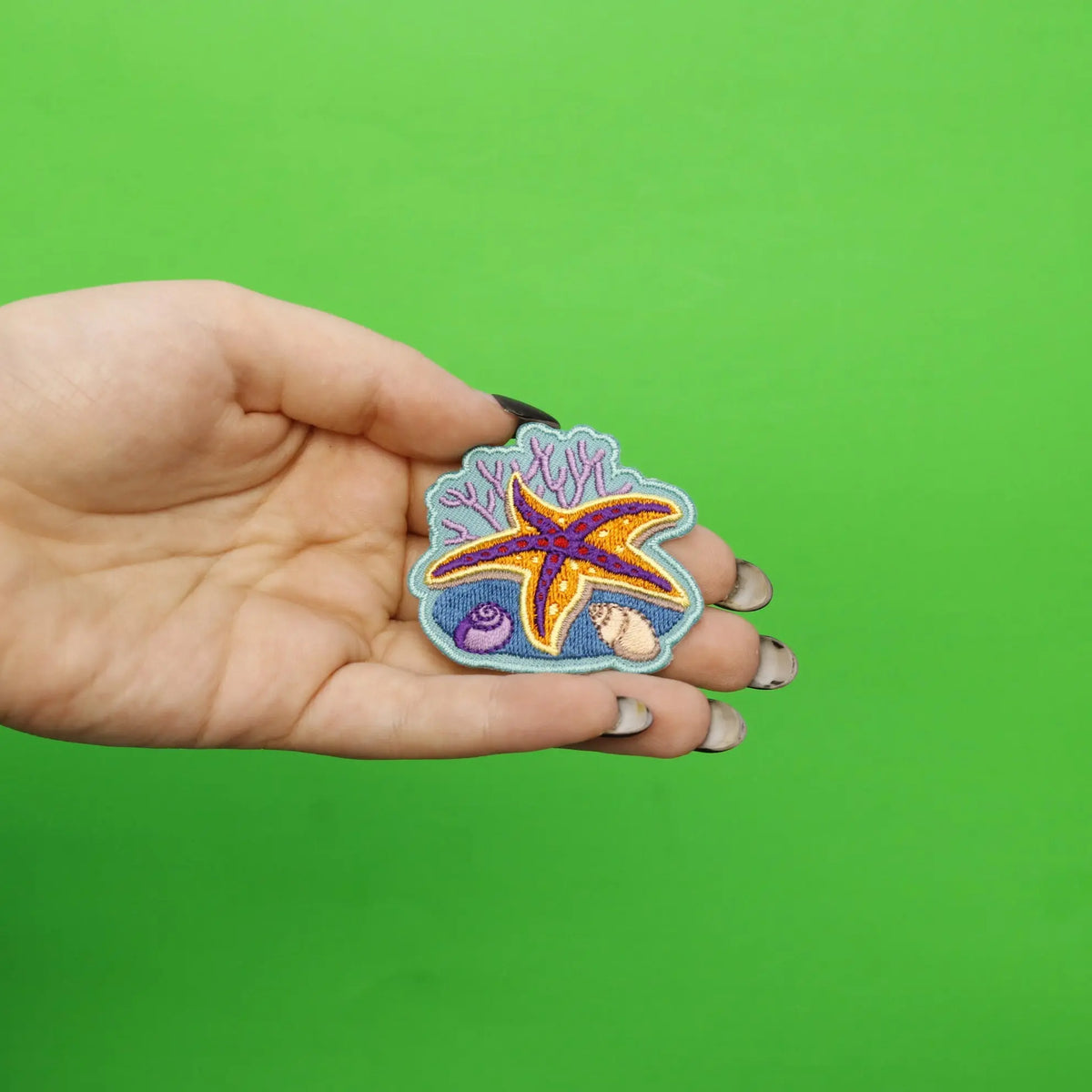 *Underwater Purple Starfish Embroidered Iron On Patch – Patch Collection