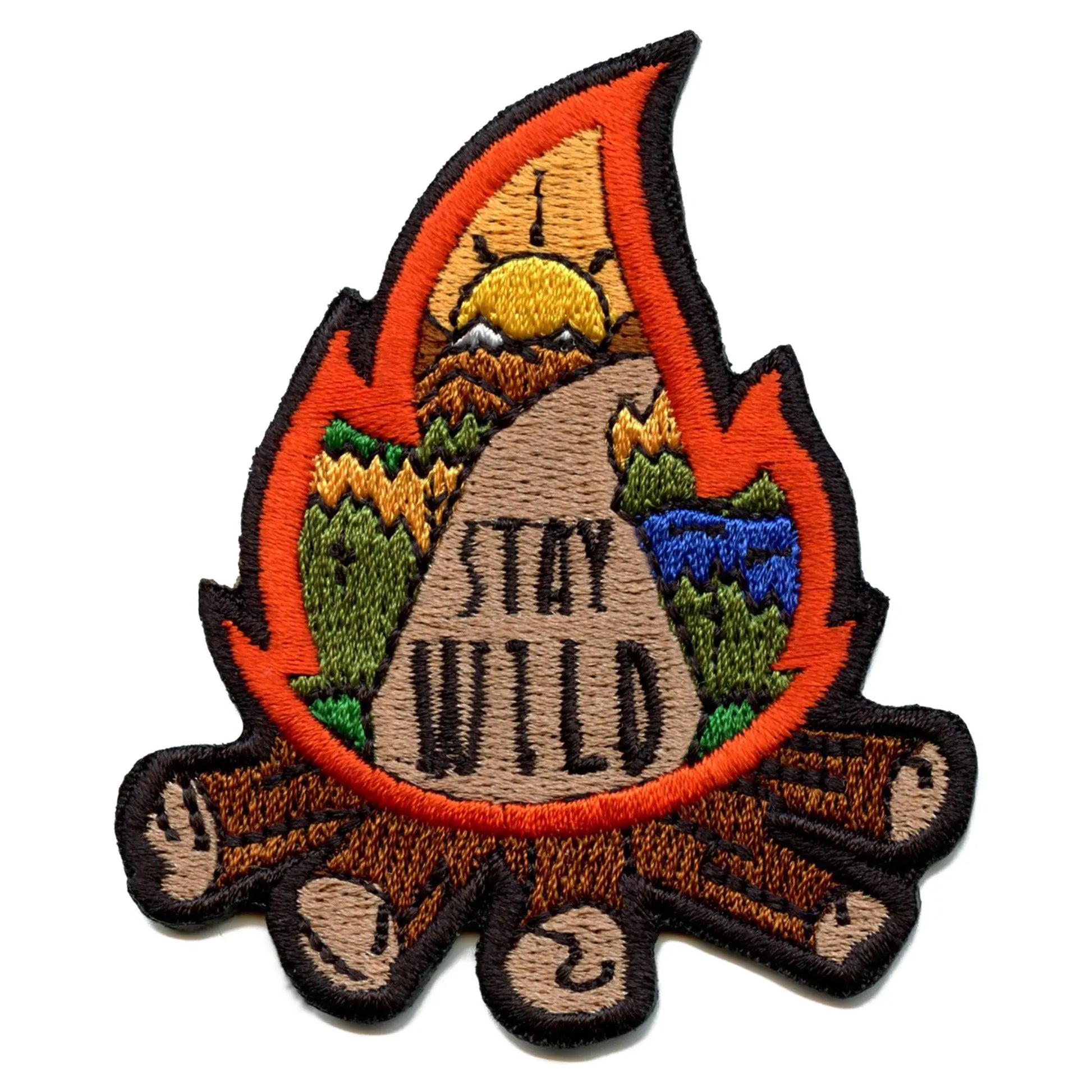 Stay Wild Campfire Patch Camping Embroidered Iron On 