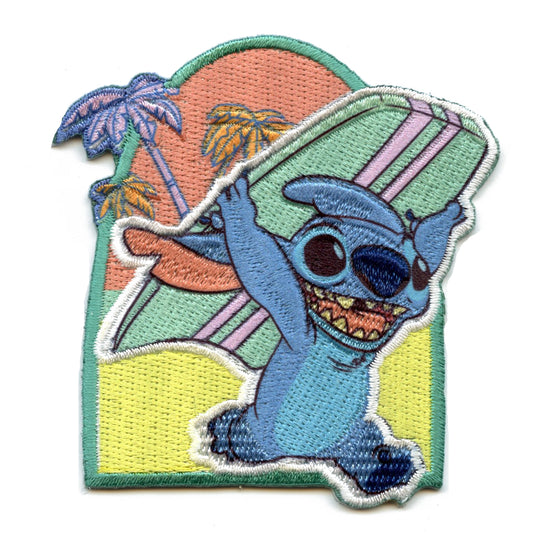 Official Lilo And Stitch: Stitch With Surf Board Embroidered Iron On Applique Patch 