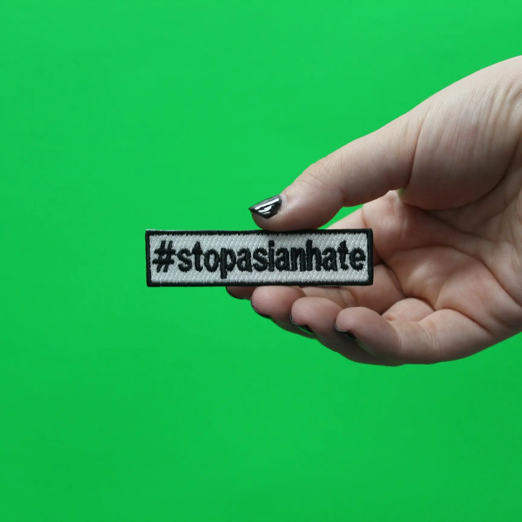 Stop Asian Hate Hashtag Movement Box Logo Embroidered Iron On Patch 
