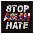 Stop Asian Hate Box Logo With Flags Embroidered Iron On Patch
