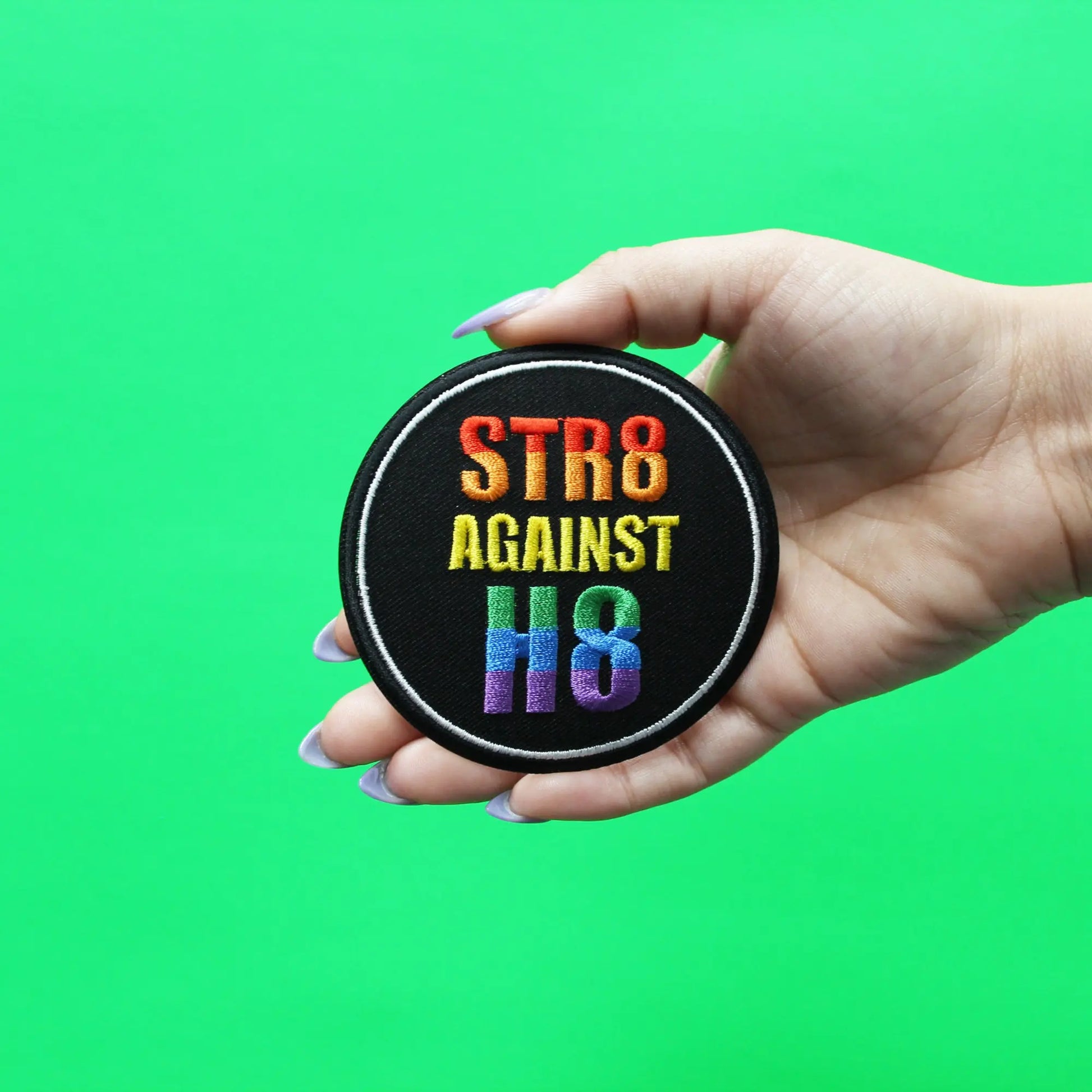 Str8 Against H8 Patch LGBTQ+ Community Embroidered Iron On 
