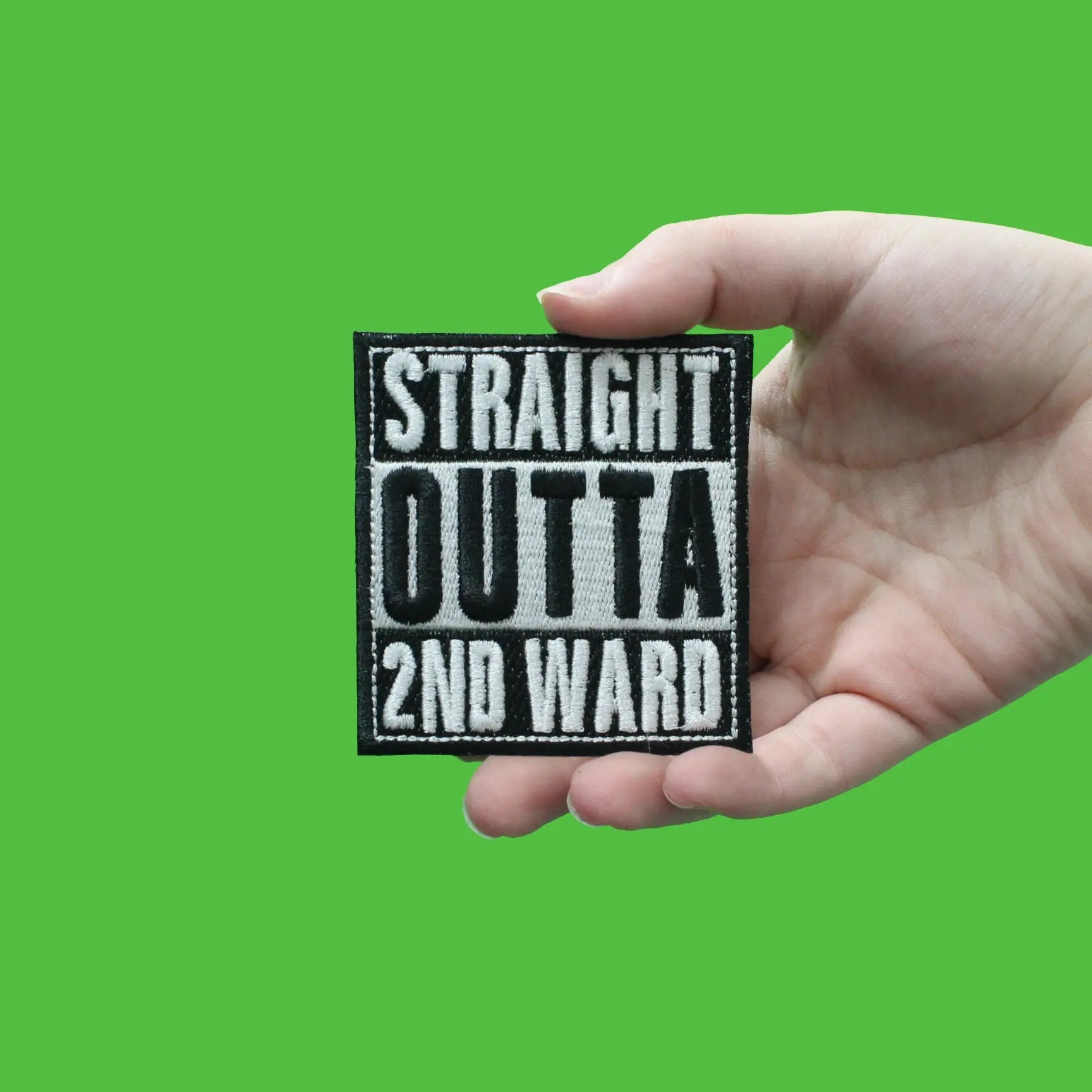 Straight Outta 2nd Ward Houston Texas Box Logo Embroidered Iron On Patch