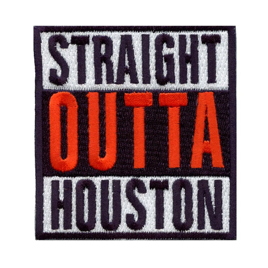 Straight Outta Houston Baseball Parody Colors Embroidered Iron On Patch 