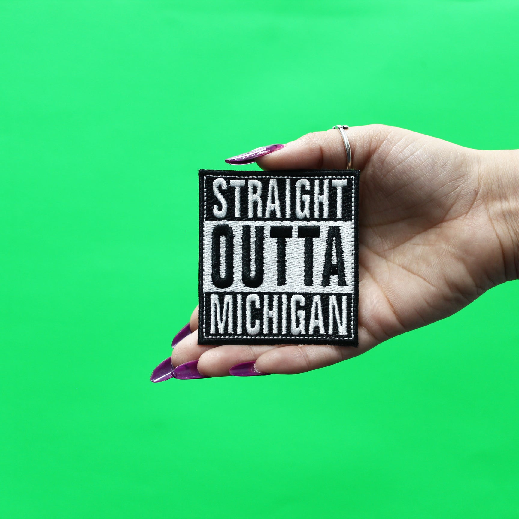 Straight Outta Michigan Patch Embroidered Iron On 