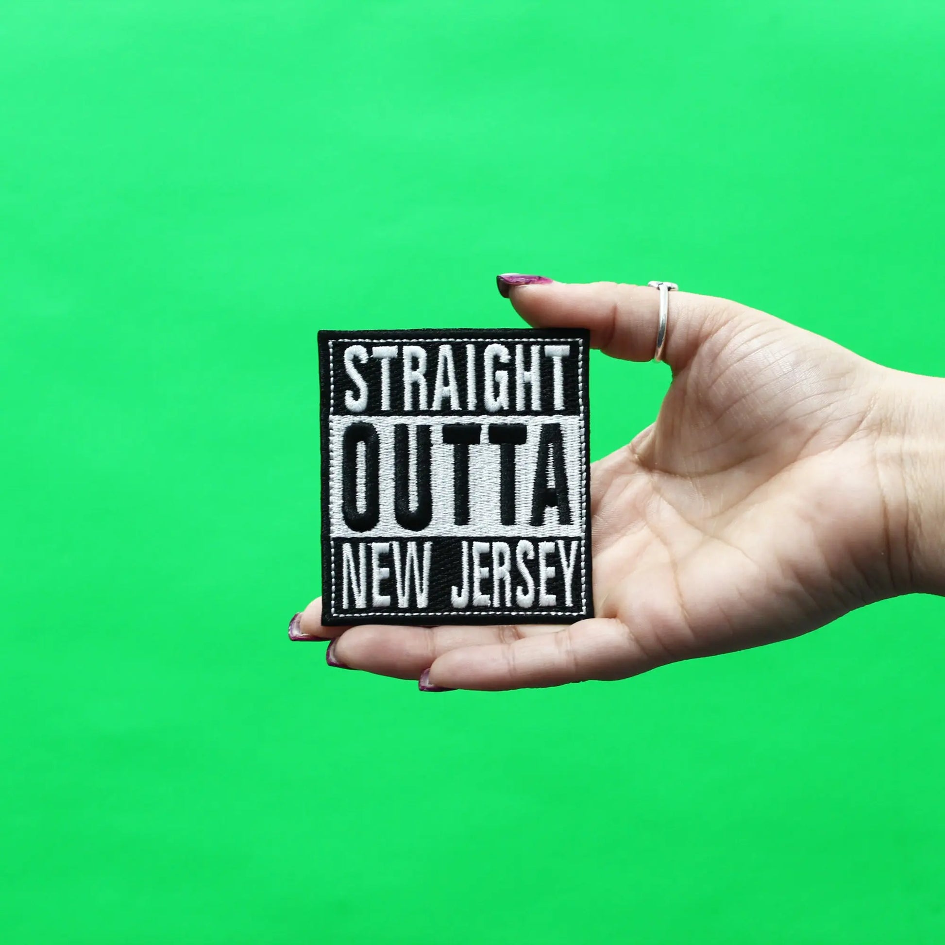 Straight Outta New Jersey Patch Embroidered Iron On 