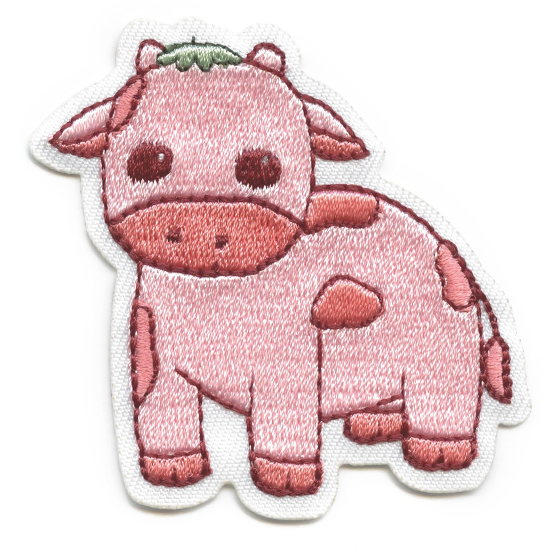 Strawberry Milk Cow Embroidered Iron On Patch 