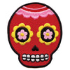 Red Floral Sugar Skull Iron On Embroidered Patch 