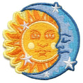 Sun And Moon With Stars Embroidered Iron On Patch 