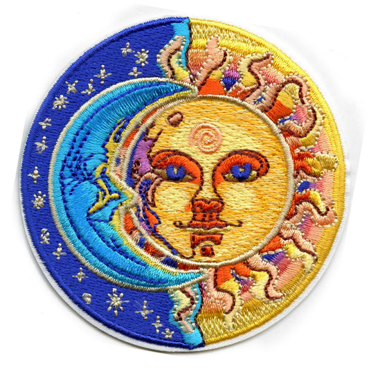 Sun Moon And Stars Patch Daily Phases Embroidered Iron On 