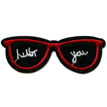 Red Shades With Text Embroidered Applique Iron On Patch 