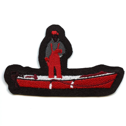 Red Little Boat Man Iron-On Embroidered Patch 