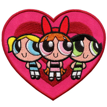 Powerpuff Girls Trio Heart Patch Cartoon Network Animation Embroidered Iron On