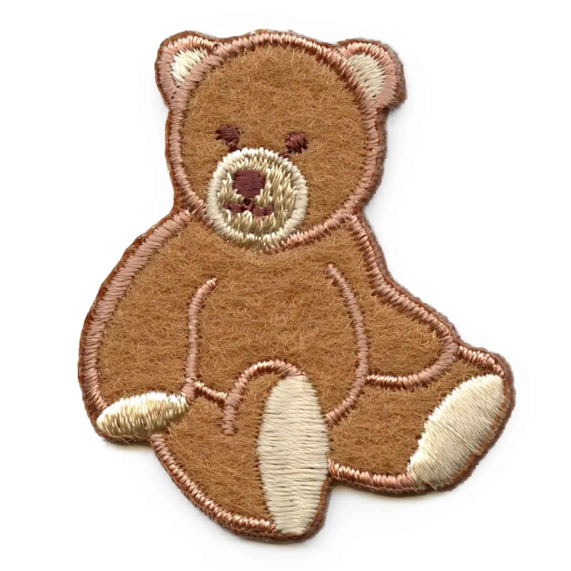 Brown Teddy Bear Sitting Cute Felt Applique Iron On Patch 