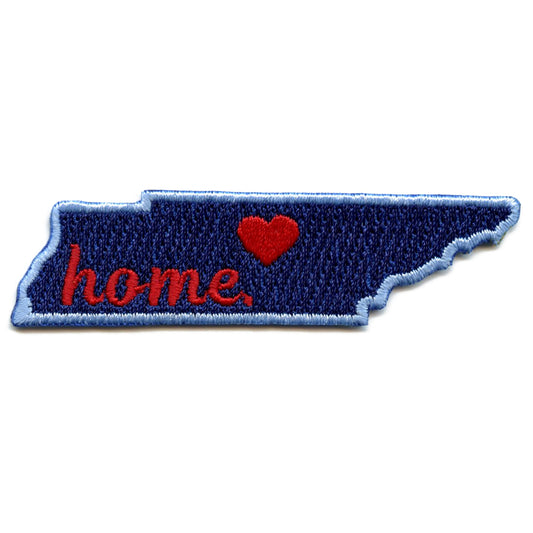 Tennessee Home State Patch Football Parody Embroidered Iron On - Blue/Red 