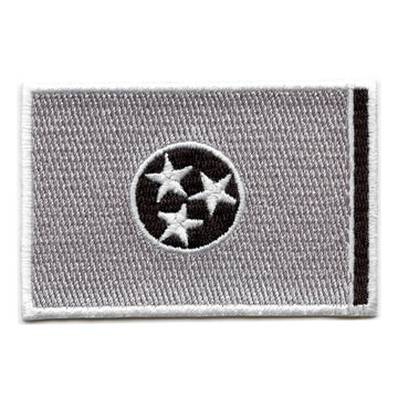 Tennessee Patch State Flag Grayscale Embroidered Iron On 