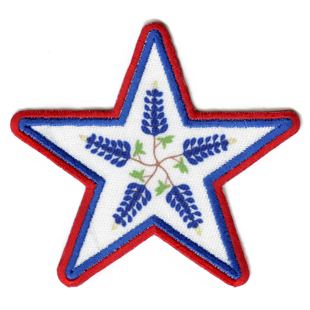 Texas Star Blue Bonnet Patch State Flower Embroidered Iron On