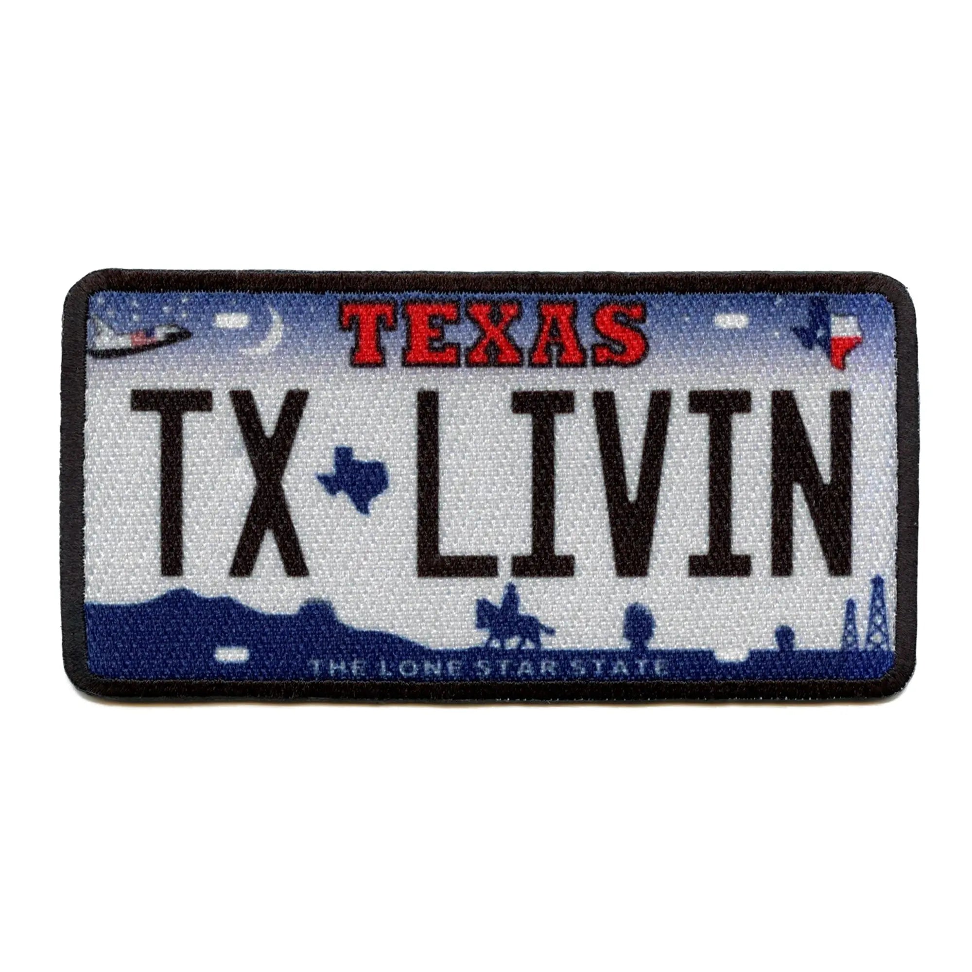Texas State License Plate Patch Lone Star Livin Embroidered Iron On