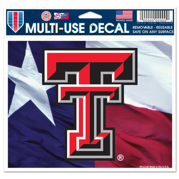 Texas Tech Red Raiders With State Flag Ultra Decals 5" x 6" 