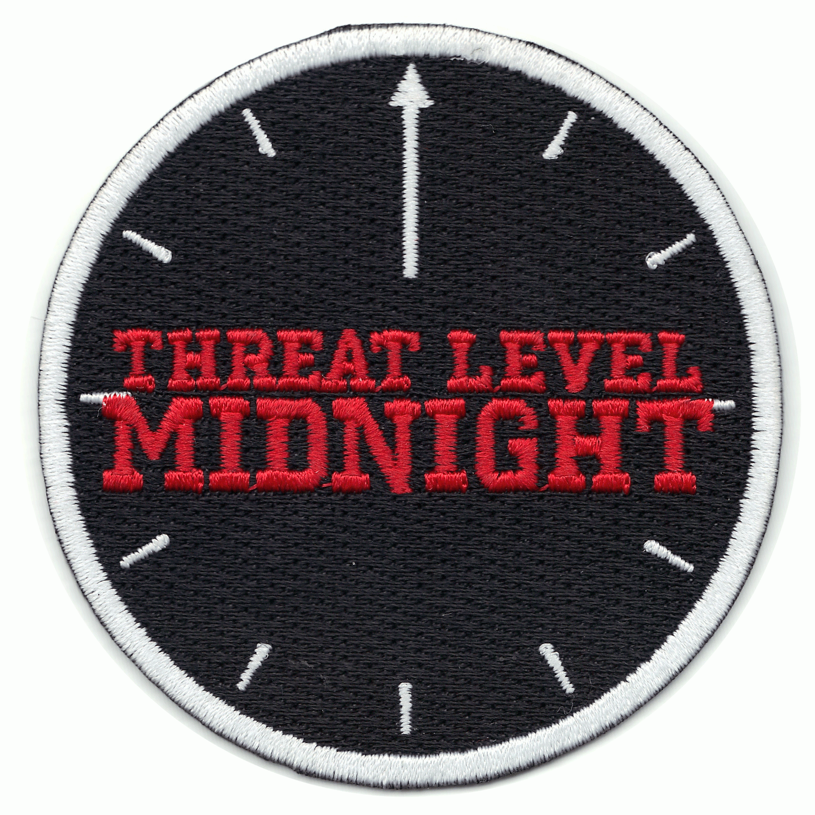 Threat Level Midnight Clock Embroidered Iron on Patch