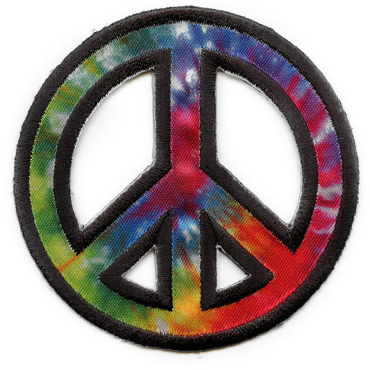 Tie Dye Peace Sign Embroidered Applique Iron On Patch 