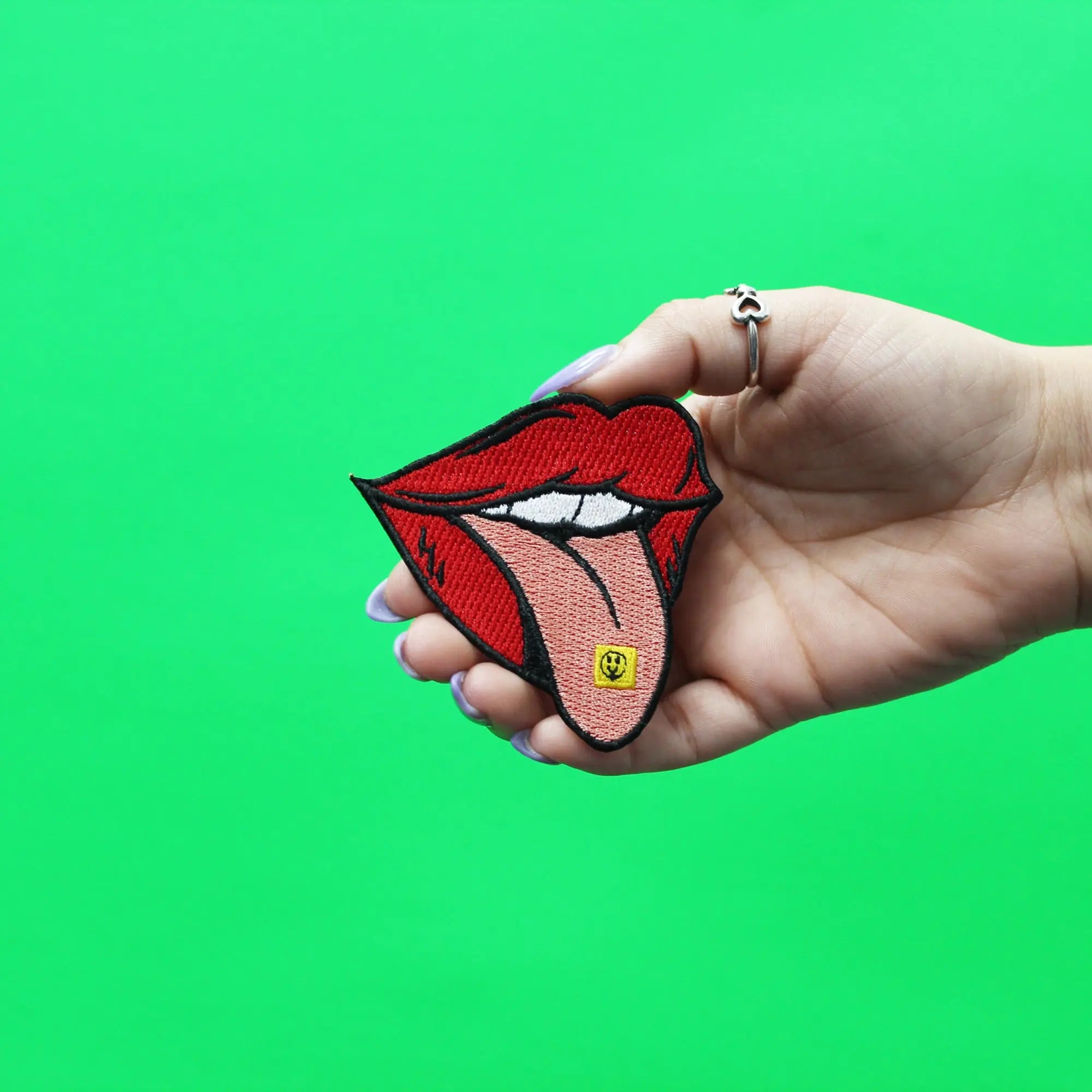 Tongue with Acid Patch Psychedelic Drugs Embroidered Iron On