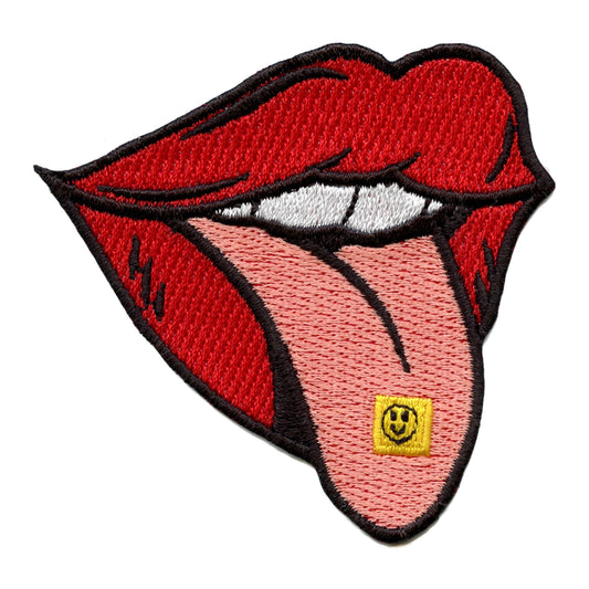 Tongue with Acid Patch Psychedelic Drugs Embroidered Iron On 