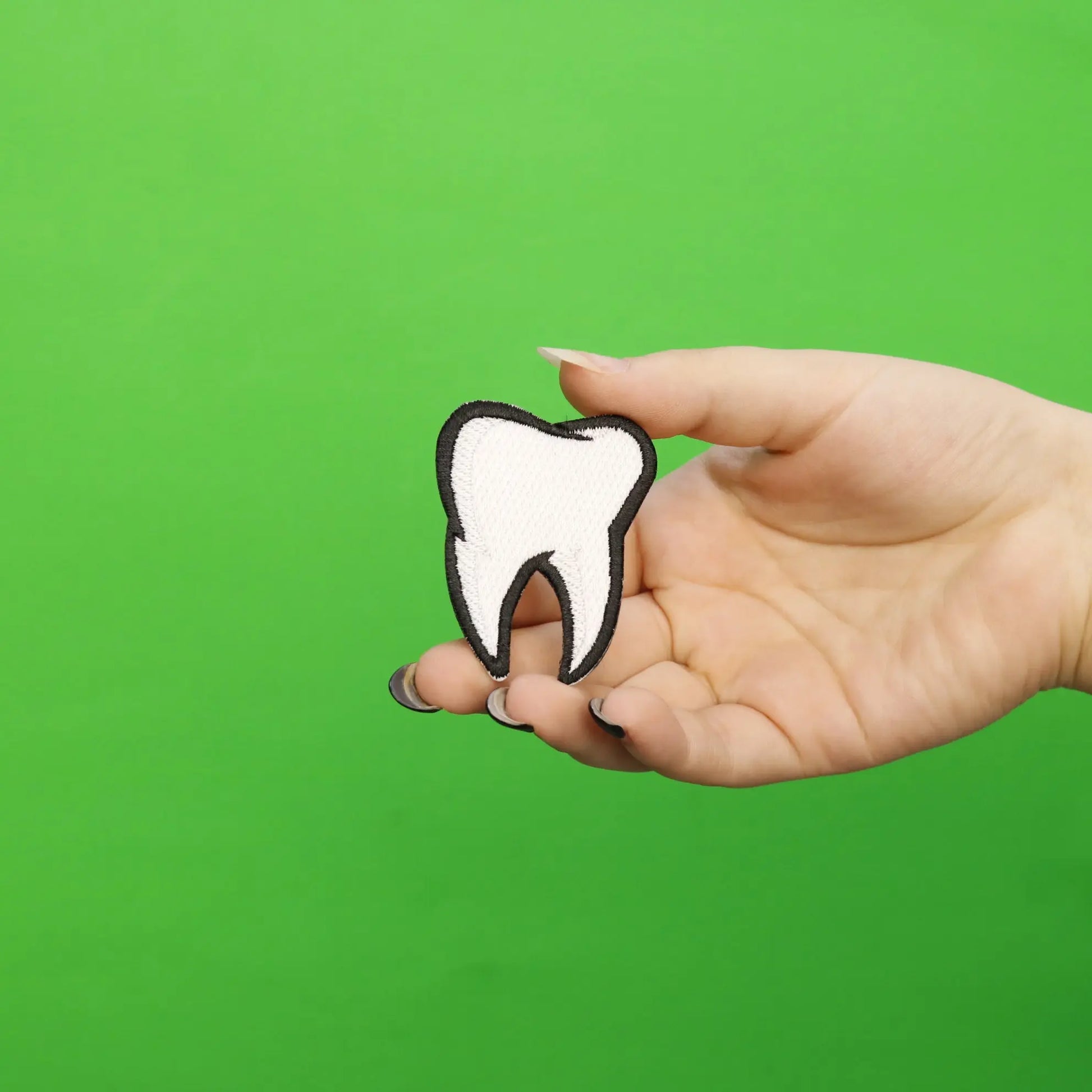 Tooth Emoji Embroidered Iron On Patch 