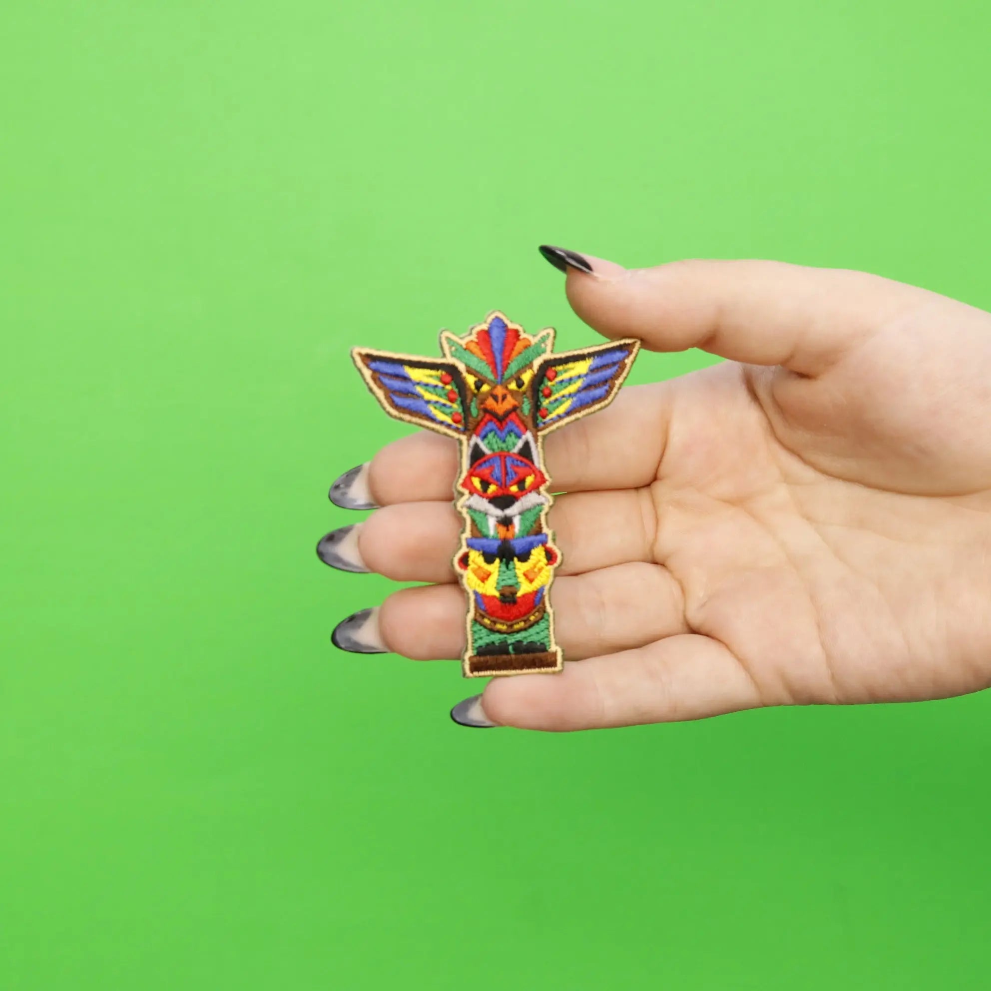 Colorful Totem Pole With Eagle Embroidered Iron On Patch 