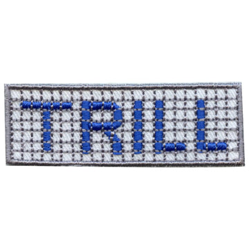 Trill Script Blue Tile Curb Street Sign Iron On Embroidered Patch 