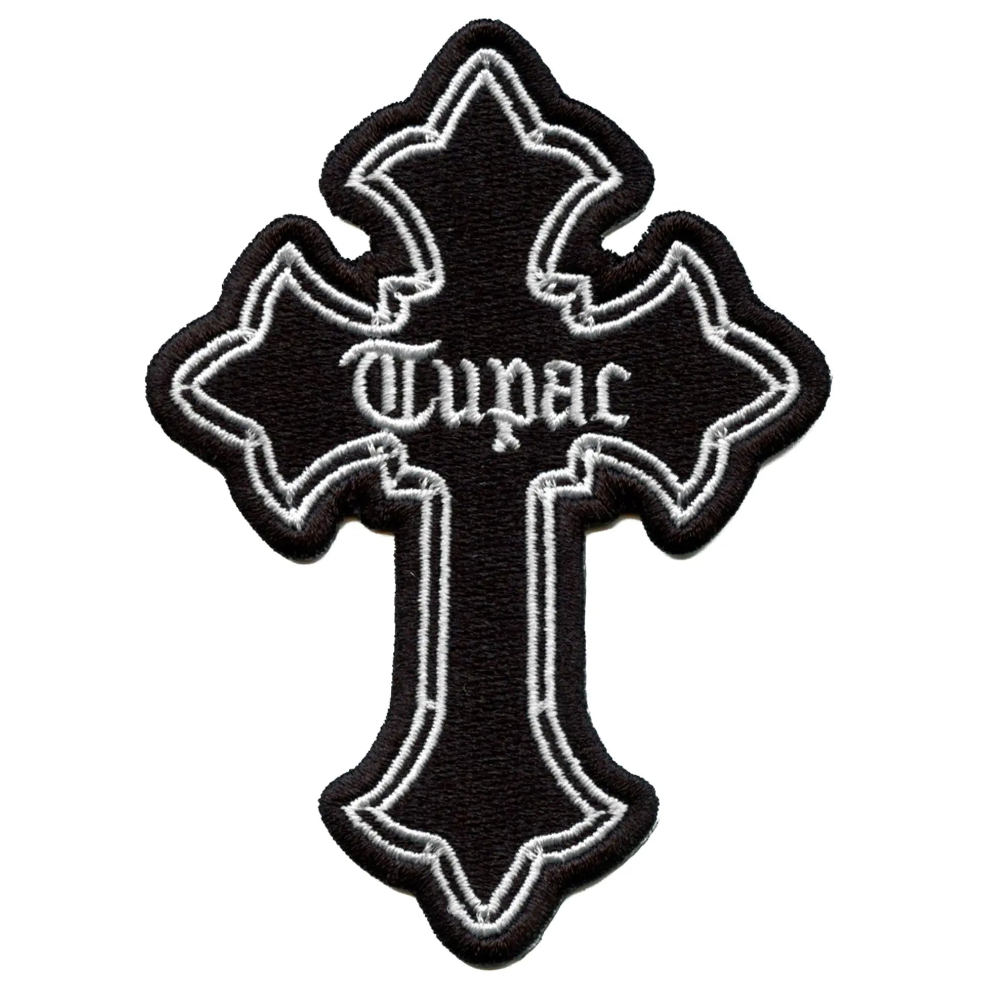 Tupac Shakur Cross Tattoo Logo Patch West Coast Rapper Embroidered Iron On