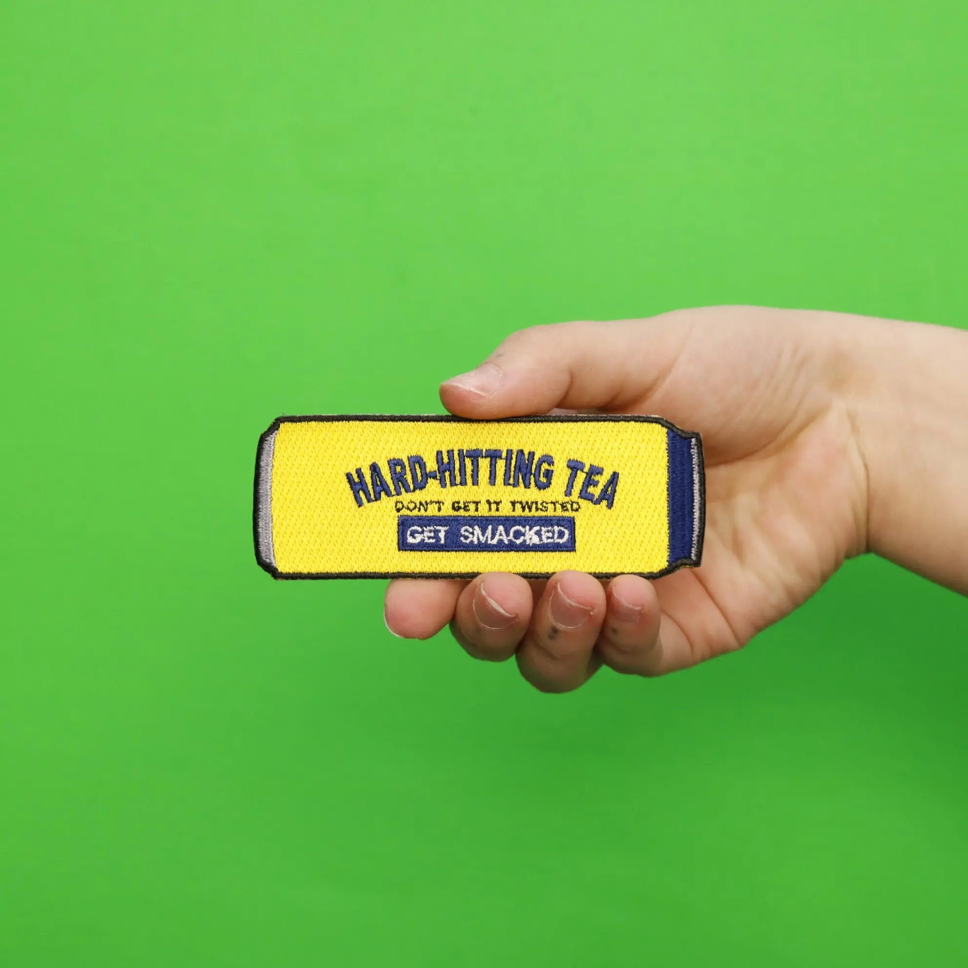 Hard Hitting Tea Can Get Smacked Embroidered Iron On Patch 