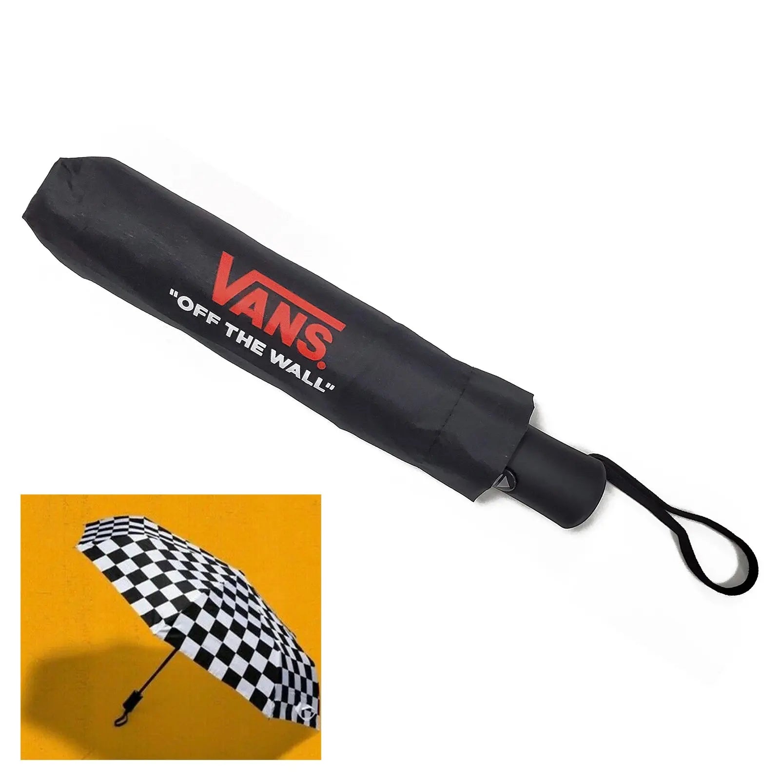 Vans Family Exclusive "OFF THE WALL" Checkerboard Compact Folding Umbrella 