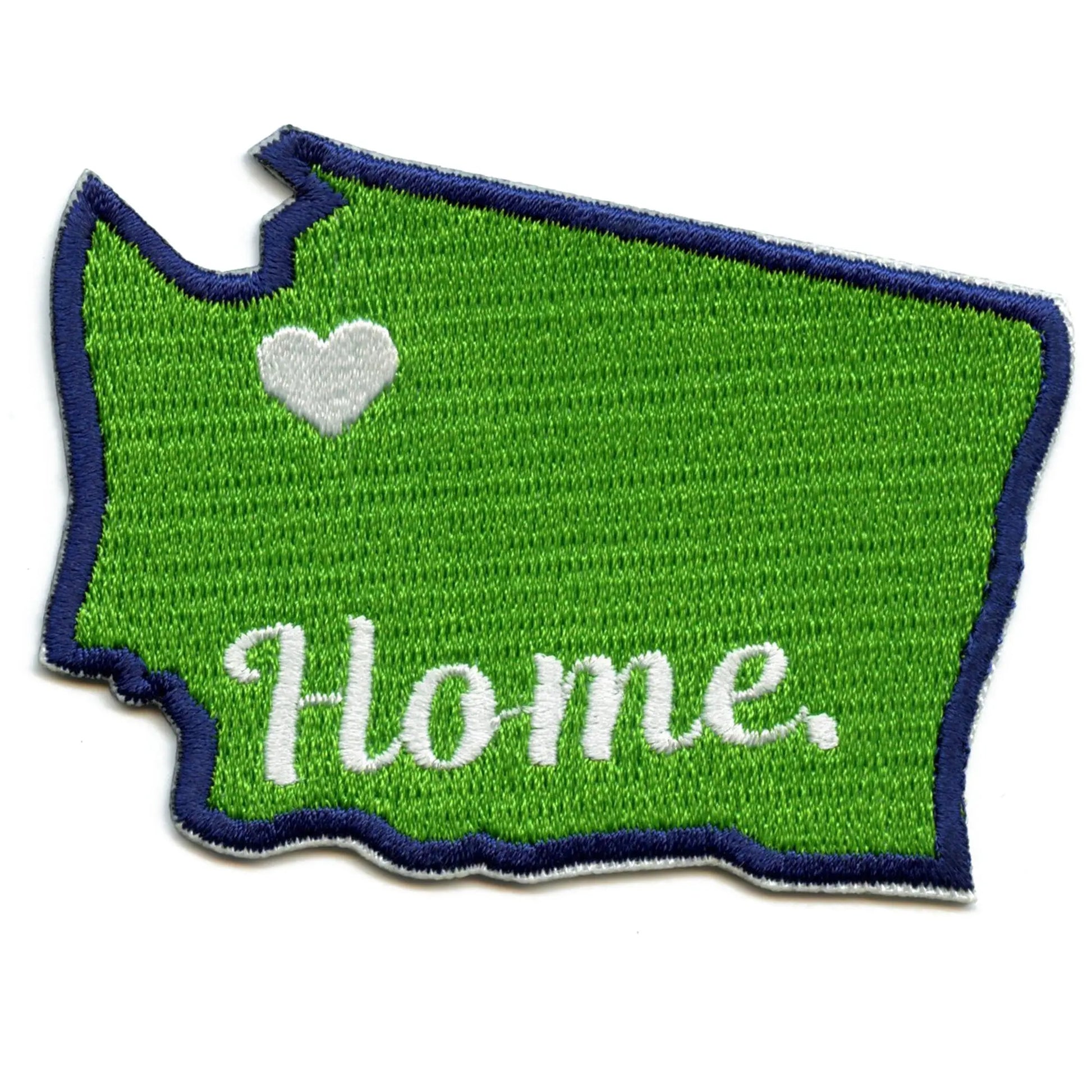 Washington Home State Patch Football Parody Embroidered Iron On - Navy/Green 