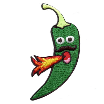 Jalapeno Spitting Fire Embroidered Iron On Patch 