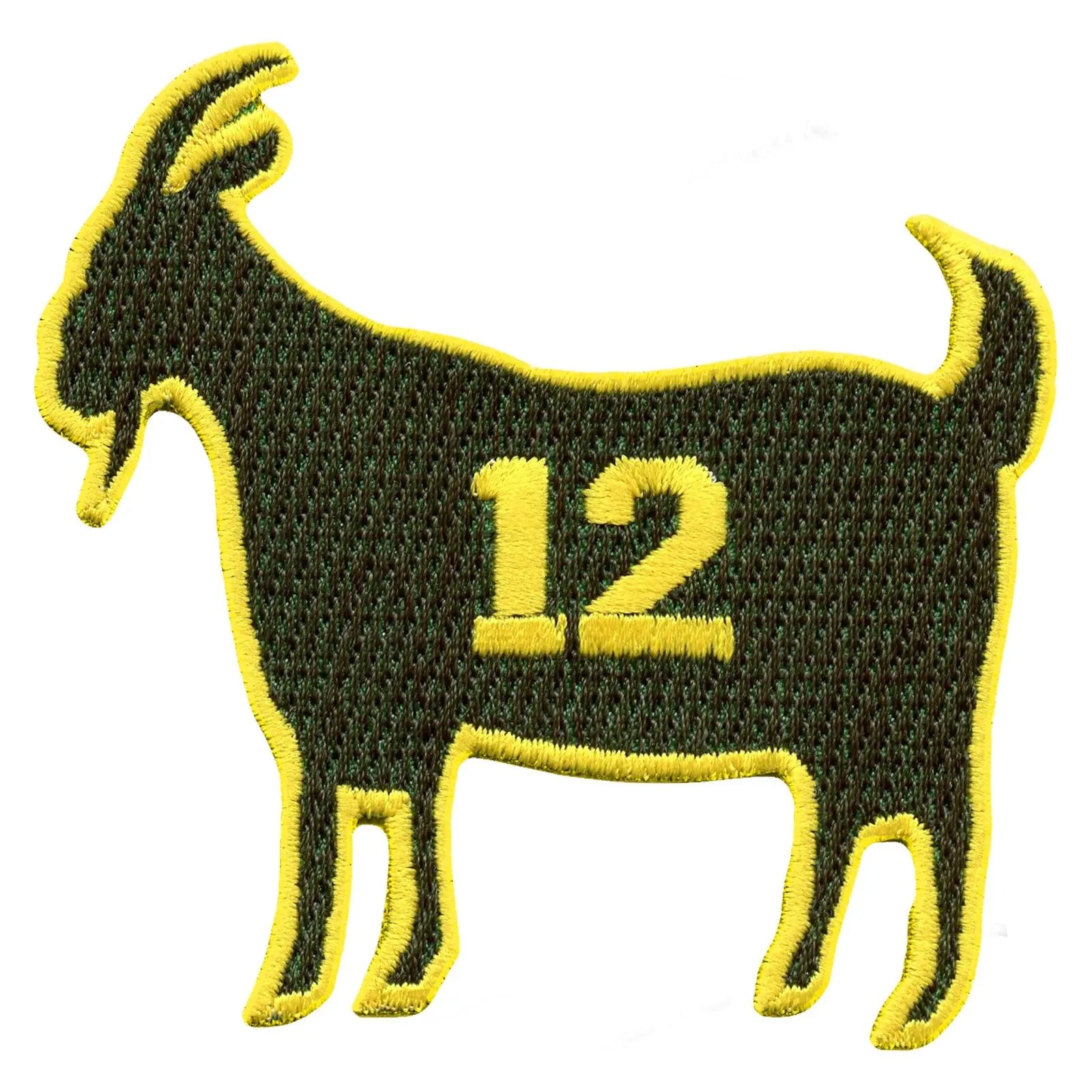 Green Bay GOAT #12 Football Parody Embroidered Iron On Patch 