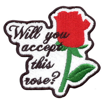 Will You Accept This Rose Embroidered Iron On Patch