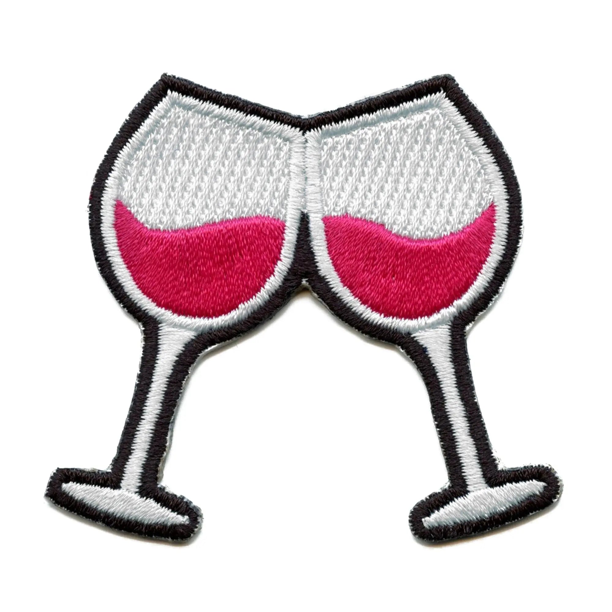 Wine Glasses Patch Cheers Embroidered Iron On 