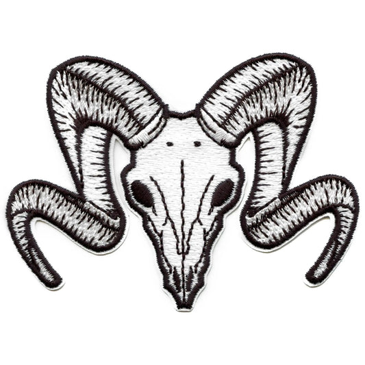 Horned Goat Skull Patch Demonic Animal Carcass Embroidered Iron On