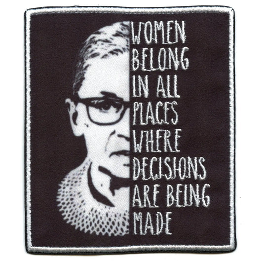 Ruth Bader Ginsburg Feminist Quote Embroidered Iron On FotoPatch 