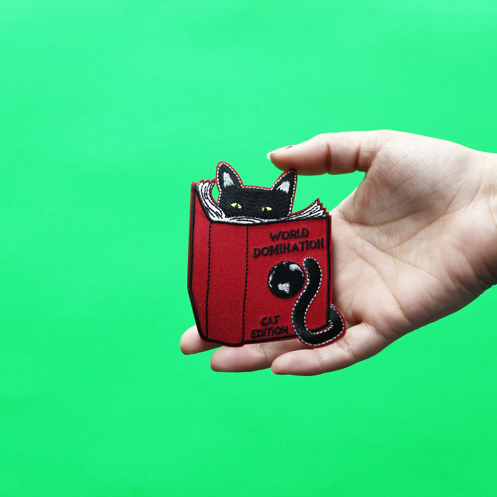 World Domination Cat Patch Evil Plot Embroidered Iron On 