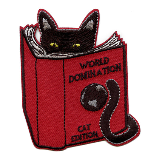 World Domination Cat Patch Evil Plot Embroidered Iron On 