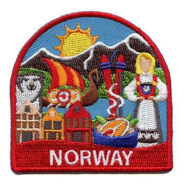 Norway World Showcase Shield Patch Travel Badge Memory Embroidered Iron On 