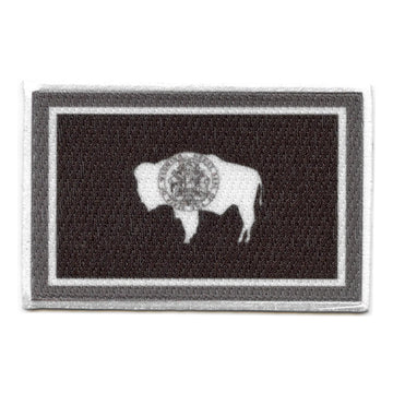 Wyoming Patch State Flag Grayscale Embroidered Iron On 