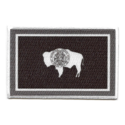 Wyoming Patch State Flag Grayscale Embroidered Iron On 