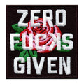 Zero F**ks Given With Rose Iron On Embroidered Patch