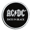ACDC 'Back In Black' Round Iron On Patch 