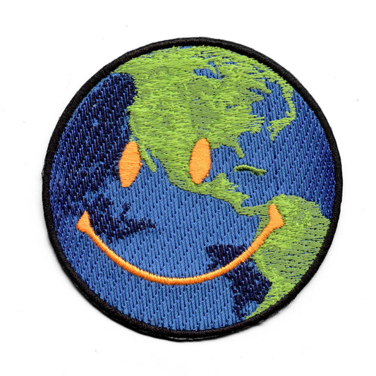 Happy Face World Emoji Iron On Patch 